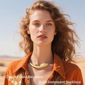 Anthropologie Chunky Gold Collar Choker Necklace